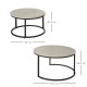 Set of Two Marble-Effect Stacking Tables - Wood Grey