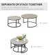 Set of Two Marble-Effect Stacking Tables - Wood Grey