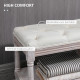 2-Tier Bed End Bench, Vintage Stool, Wooden Window Seat with Storage Shelf, Button Tufted Upholstered Footstool for Living Room,