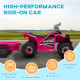 6V Quad Bike with Back Trailer, Wear-Resistant Wheels, for Ages 18-36 Months, Pink