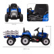 Ride On Tractor, Battery Powered Electric Car, with Detachable Trailer, Remote Control, Music - Blue