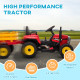 Ride On Tractor, Battery Powered Electric Car, with Detachable Trailer, Remote Control, Music - Red