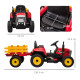 Ride On Tractor, Battery Powered Electric Car, with Detachable Trailer, Remote Control, Music - Red