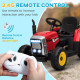 Ride On Tractor, Battery Powered Electric Car, with Detachable Trailer, Remote Control, Music - Red