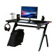 RGB 120 x 66cm Gaming Desk, Computer Table with Carbon Fibre Surface, Headphone Hook, Cup Holder, Controller Rack, Home Office D