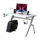 RGB 120 x 66cm Gaming Desk, Computer Table with Carbon Fibre Surface, Headphone Hook, Cup Holder, Controller Rack, Home Office D