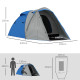 Outsunny Two-Man Dome Tent, with Front Porch and Accessories - Blue/Grey