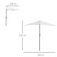 Outsunny 2.7m Garden Half Parasol, Outdoor Balcony Umbrella with 5 Steel Ribs, Patio Sun Shade, Cream White