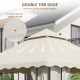 Outsunny 3 x 3 m Gazebo Canopy Replacement Covers, 2 - Tier Gazebo Roof Replacement TOP COVER ONLY, Cream White