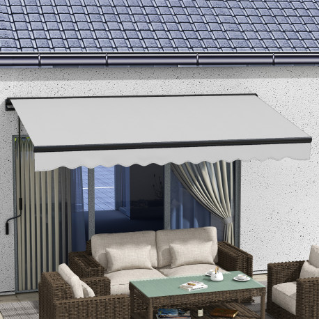 Outsunny 2.5 x 3.5m Aluminium Frame Electric Awning, with Remote - Light Grey