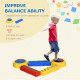 Outsunny Five-Piece Kids Stepping Stones and Balance Bridge w/ Non-Slip Surface &amp; Bottom. for Toddlers - Multicoloured