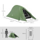 Outsunny Double Layer Camping Tent, 1-2 Man Backpacking Tent with Carry Bag, 2000mm Waterproof and Lightweight, Green