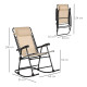 Outsunny Folding Rocking Chair Outdoor Portable Zero Gravity Chair w/ Headrest Beige