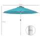 Outsunny 3m Parasol, with Solar-Powered LED Lights - Blue