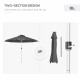 Outsunny 3m Parasol, with Solar-Powered LED Lights - Grey