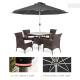 Outsunny 3m Parasol, with Solar-Powered LED Lights - Grey