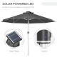 Outsunny 3m Parasol, with Solar-Powered LED Lights - Grey