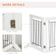 PawHut Foldable Pet Gate, with Three Panels &amp; Two Support Feet - White