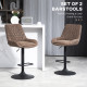 Set of Two Faux Leather Retro Bar Stools - Brown