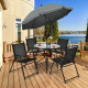 6 Pieces Patio Dining Set with Folding Chairs and Glass Table