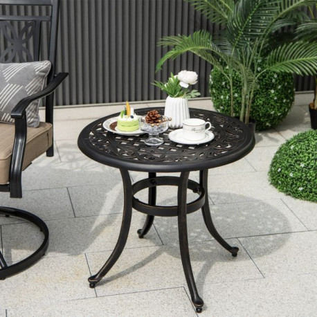 60 cm Patio Side Table with Adjustable Footpads for Poolside Backyard Balcony