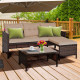 3 Pieces Patio Conversation Bistro Set with Washable Couch Cushion