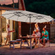 450cm Double-Sided Patio Umbrella with Solar Lights