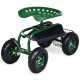 4-Wheel Rolling Garden Cart Work Seat with Tool Tray