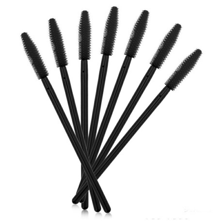 50Pcs Silicone Mascara Brushes Wands Lashes Disposable Eyelashes Extension Synthetic Makeup Brush - Black