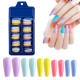 Long Fake Nails Acrylic Artificial False Nail Tips Stick on Full Nail 100 pcs - Combination A