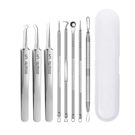 Ultra-fine Cell Pimples Blackhead Clip and Tweezers Artifact Acne Needle Set