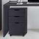 3 Drawer Storage Cabinet with Wheels for Home Office, Black