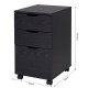 3 Drawer Storage Cabinet with Wheels for Home Office, Black