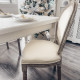 Dining Chairs Set of 2, French-Style Upholstered Kitchen Chairs with Padded Seats, Wood Frame and Round Back, Cream White