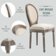 Dining Chairs Set of 2, French-Style Upholstered Kitchen Chairs with Padded Seats, Wood Frame and Round Back, Cream White