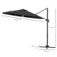 Outsunny Cantilever Parasol, with LED Lights and Cross Base - Dark Grey