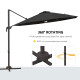 Outsunny Cantilever Parasol, with LED Lights and Cross Base - Dark Grey