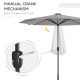 Outsunny 2.65m Garden Parasol, with LED Lights - Light Grey