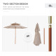 Outsunny 2.7m Elegant Wooden Frame Parasol Umbrella - Beige