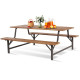 180cm Patio Picnic Table Bench Set with Acacia Wood Tabletop and Seat