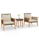 3 Piece Patio Furniture Set Wicker Woven Chair Set with Coffee Table