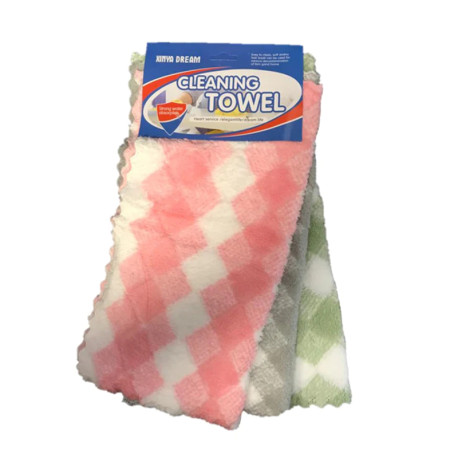 27 x 28 cm Cleaning Towel Cloth Pack of 3 - Random Colour