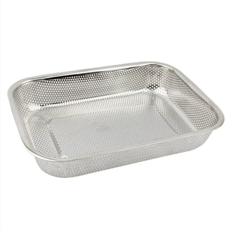 Rectangle Metal Strainer Tray Basket Colander Strainer for Kitchen 30 x 22 x 5.5 cm