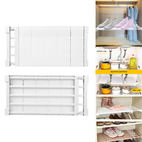 Adjustable Extendable Rack Closet Cupboard Divider Rack Storage Organizer Shelf Easy to install