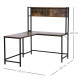 Reversible L Shaped Desk with Hutch, Industrial Computer Desk, Corner Desk with Storage Compartments and Steel Frame for Home Of