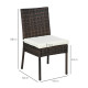 Outsunny Set of Four Armless Rattan Garden Chairs - Brown