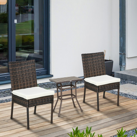 Outsunny Set of Two Armless Rattan Garden Chairs - Brown