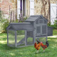 PawHut Small Chicken Coop with Run Hen House Poultry Coops Cages Nesting Box Grey 150.5 x 54 x 87cm