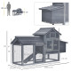 PawHut Small Chicken Coop with Run Hen House Poultry Coops Cages Nesting Box Grey 150.5 x 54 x 87cm