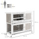 PawHut Rabbit Hutch Outdoor Guinea Pig Hutch Wooden Bunny House with Rain Cover Wheels for Indoor Outdoor, 122 x50 x100cm - Grey